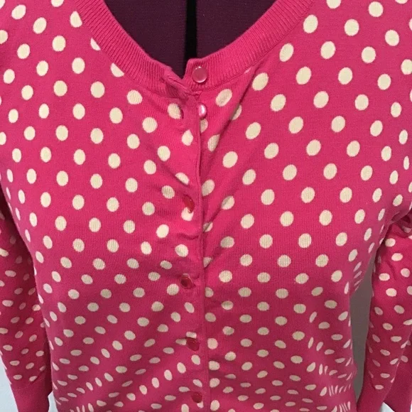 Spense Knits- Pink and Cream Polka Dot Sweater - Picture 2 of 12
